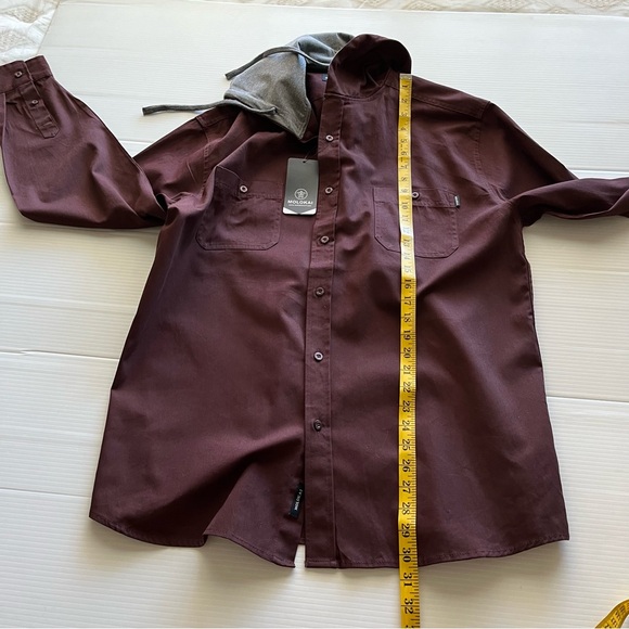 Molokai Surf Co. NWT Hooded Button Up Shirt Jacket Maroon Color Size XL - Picture 13 of 13